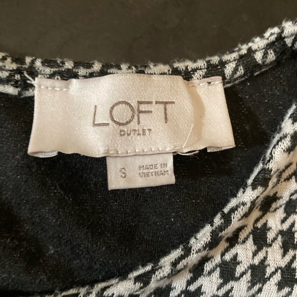 LOFT Womens Black and White Houndstooth Puff
Sleeve Mini Dress Preppy Minimalist - Picture 5 of 11